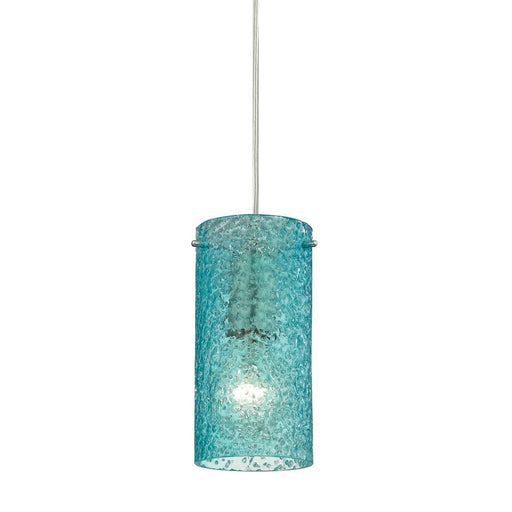 Atlas Lighting Ice Fragments 5''W 1Lt Pendant, Nickel/Aqua Glass