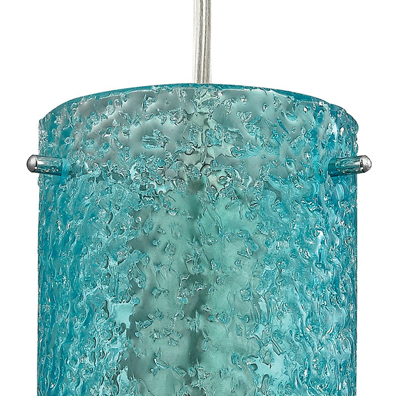 Atlas Lighting Ice Fragments 5''W 1Lt Pendant, Nickel/Aqua Glass