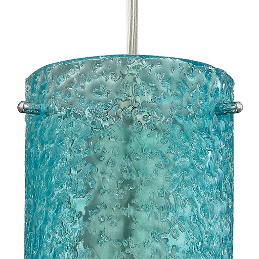 Atlas Lighting Ice Fragments 5''W 1Lt Pendant, Nickel/Aqua Glass