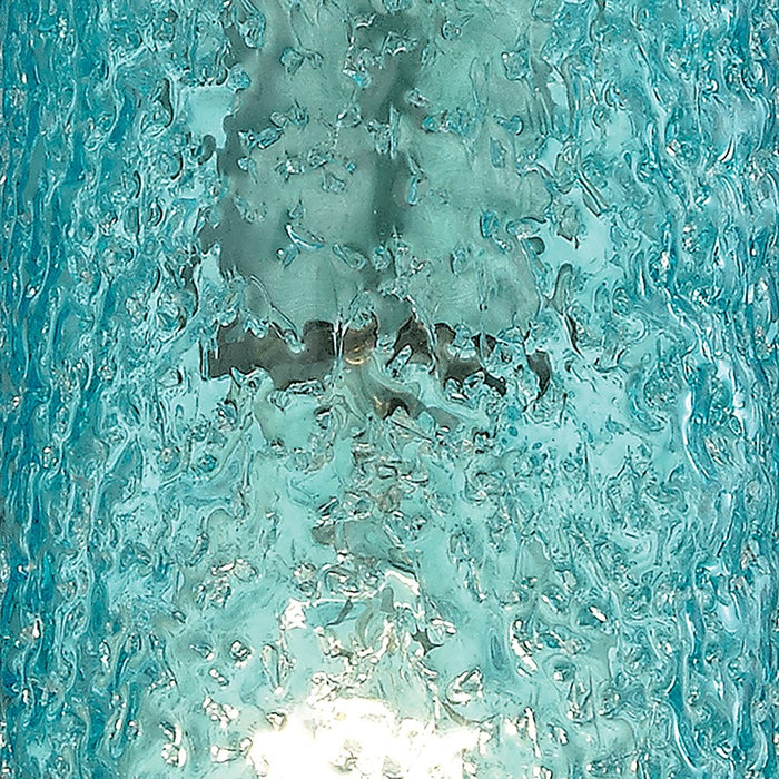 Atlas Lighting Ice Fragments 5''W 1Lt Pendant, Nickel/Aqua Glass