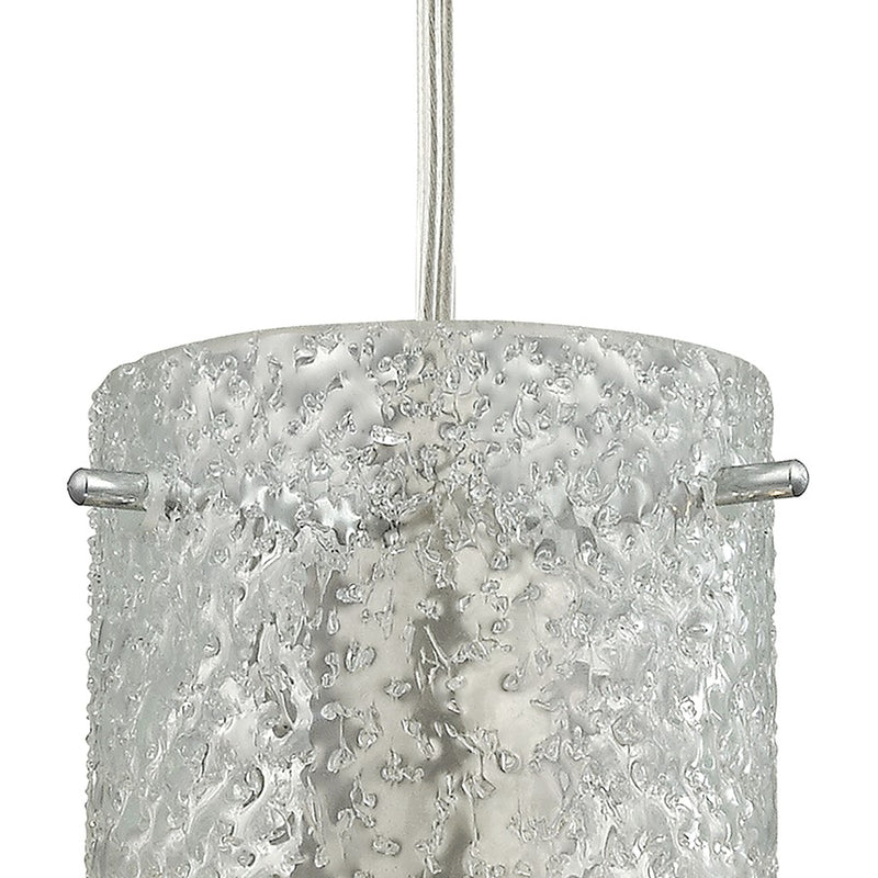 Atlas Lighting Ice Fragments 5''W 1Lt Pendant, Nickel/Clear Glass