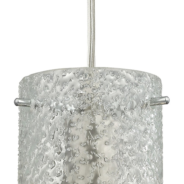 Atlas Lighting Ice Fragments 5''W 1Lt Pendant, Nickel/Clear Glass