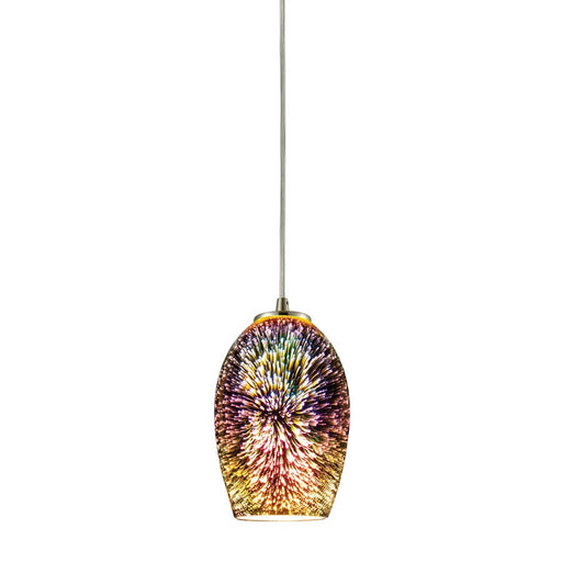 Atlas Lighting Illusions 5''W 1Lt Pendant, Nickel/Multi Fireworks