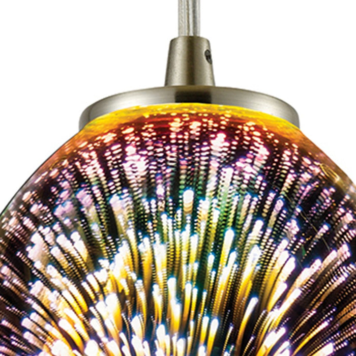 Atlas Lighting Illusions 5''W 1Lt Pendant, Nickel/Multi Fireworks