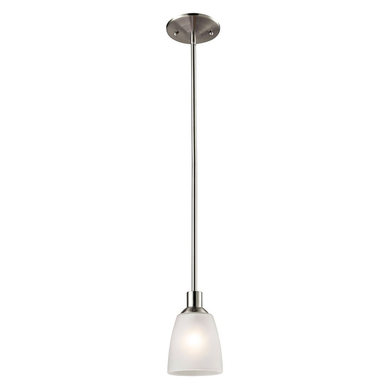 Atlas Lighting Jackson 4in 1-Light Mini Pendant | Transitional Brushed Nickel and Frosted Glass | Kitchen Island & Dining Room | Model CL11614-NK