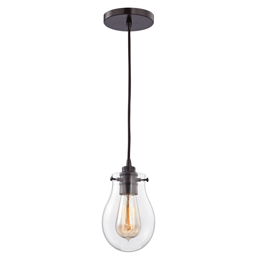 Atlas Lighting Jaelyn 5'' Wide 1Lt Pendant, Oil Rubbed Bronze/Clear