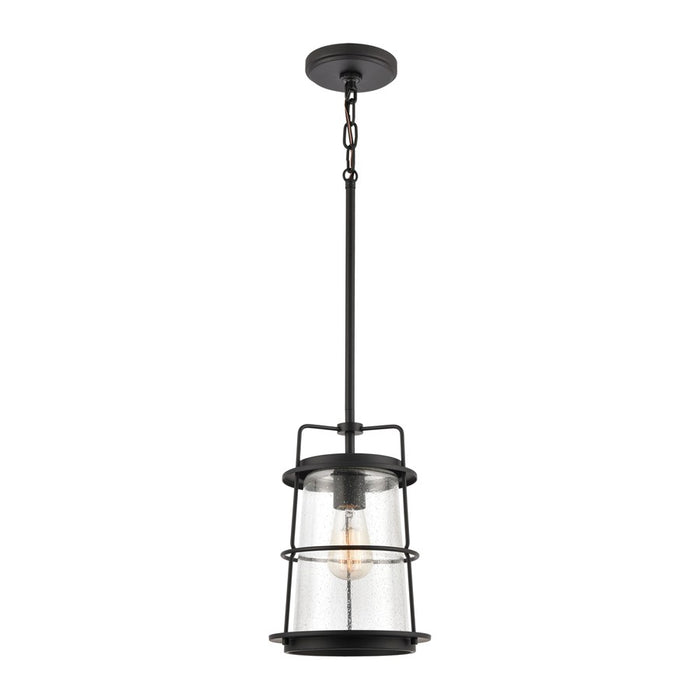 Atlas Lighting Kennington 8'' Wide 1Lt Mini Pendant, Black/Clear