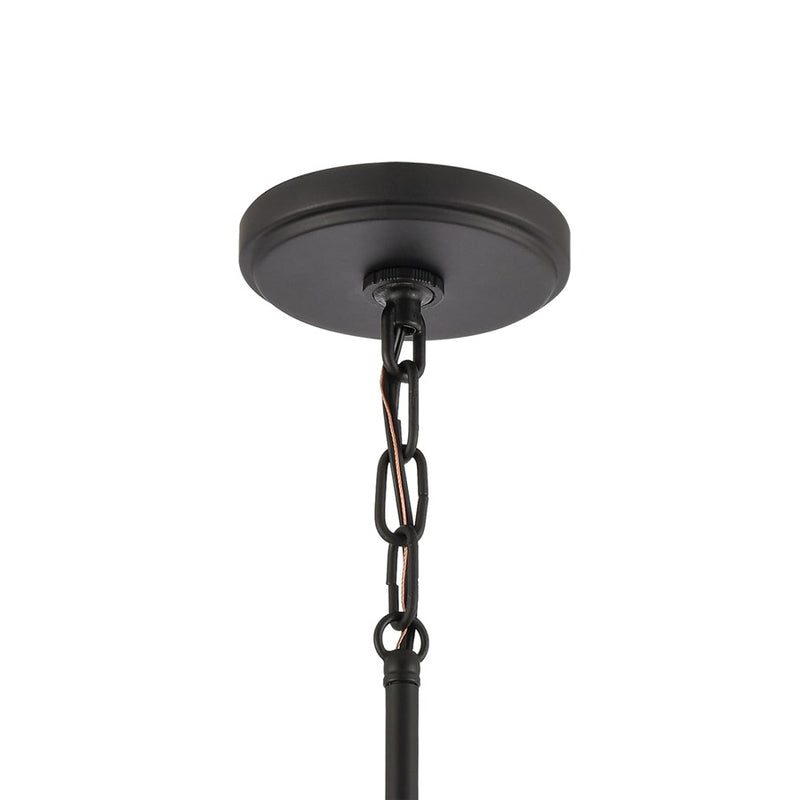 Atlas Lighting Kennington 8in 1-Light Mini Pendant | Transitional Black and Seeded Glass | Kitchen Island & Dining Room | Model CL11616-BK