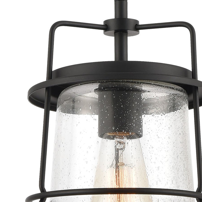 Atlas Lighting Kennington 8'' Wide 1Lt Mini Pendant, Black/Clear