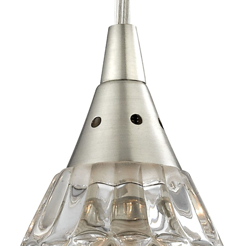 Atlas Lighting Kersey 4in 1-Light Pendant | Modern Satin Nickel and Clear Glass | Kitchen Island & Dining Room | 4 x 4 x 8 in | Model CL11617-NK