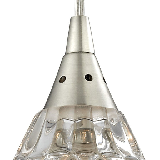 Atlas Lighting Kersey 4'' Wide 1Lt Pendant, Satin Nickel/Clear