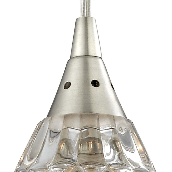 Atlas Lighting Kersey 4'' Wide 1Lt Pendant, Satin Nickel/Clear