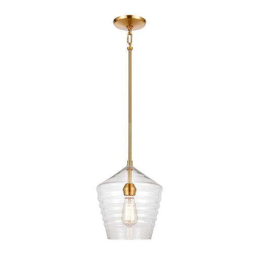 Atlas Lighting Konis 10'' Wide 1Lt Mini Pendant, Satin Brass/Clear