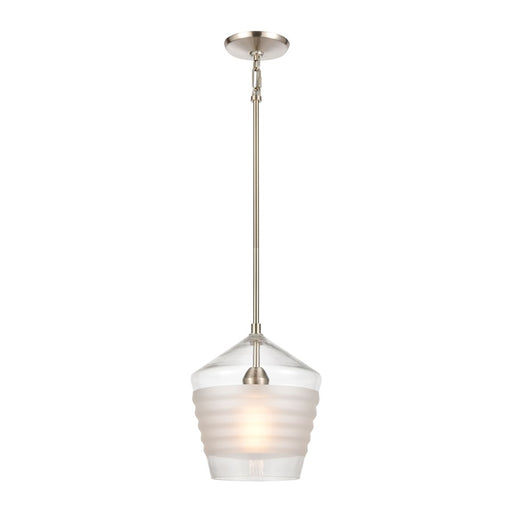 Atlas Lighting Konis 10'' Wide 1Lt Mini Pendant, Satin Nickel/Clear
