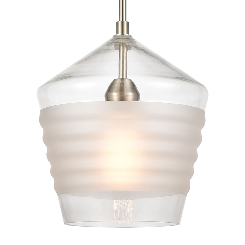 Atlas Lighting Konis 10'' Wide 1Lt Mini Pendant, Satin Nickel/Clear