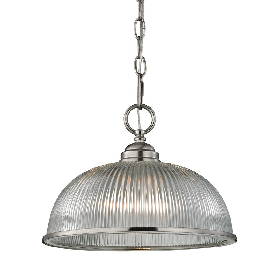 Atlas Lighting Liberty Park 12''W 1Lt Mini Pendant, Nickel/Clear