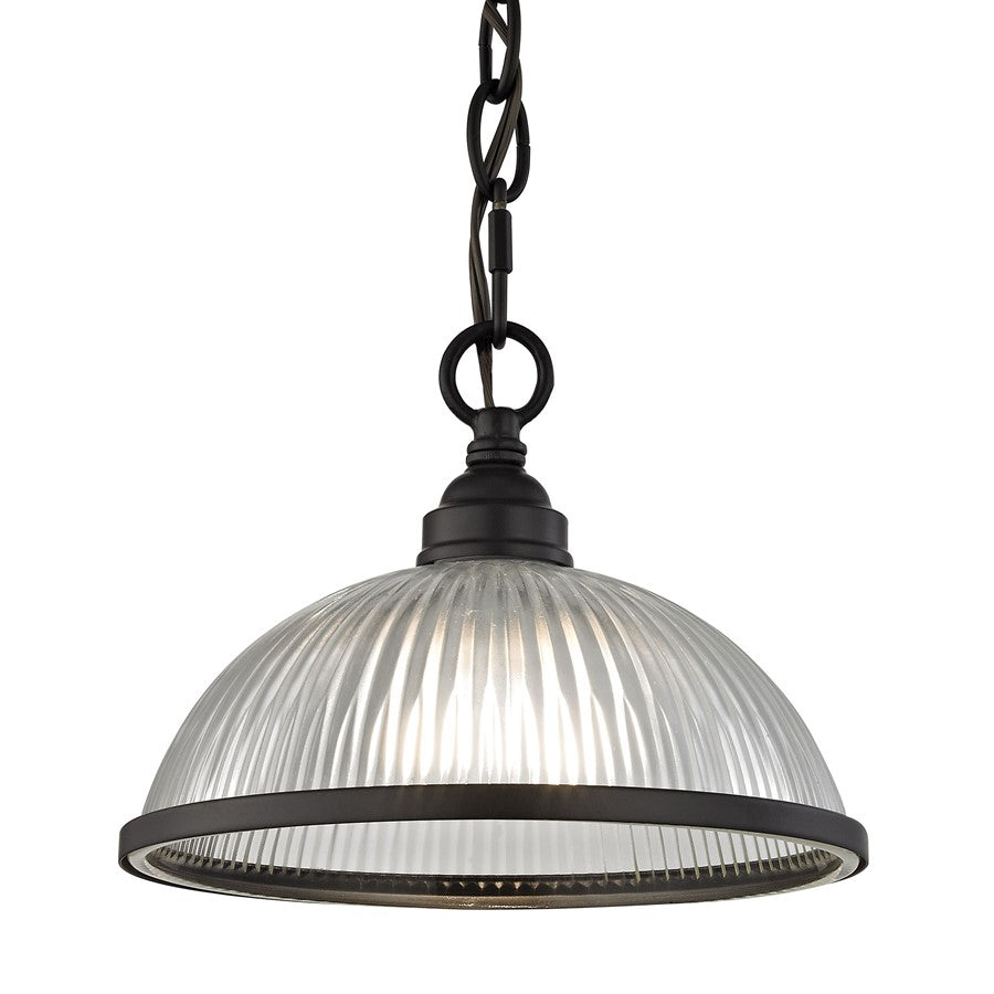 Atlas Lighting Liberty Park 9'' Wide 1Lt Mini Pendant, Bronze/Clear