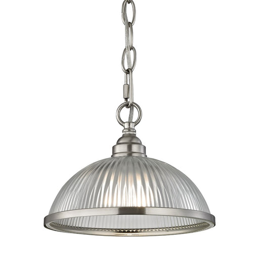Atlas Lighting Liberty Park 9'' Wide 1Lt Mini Pendant, Nickel/Clear