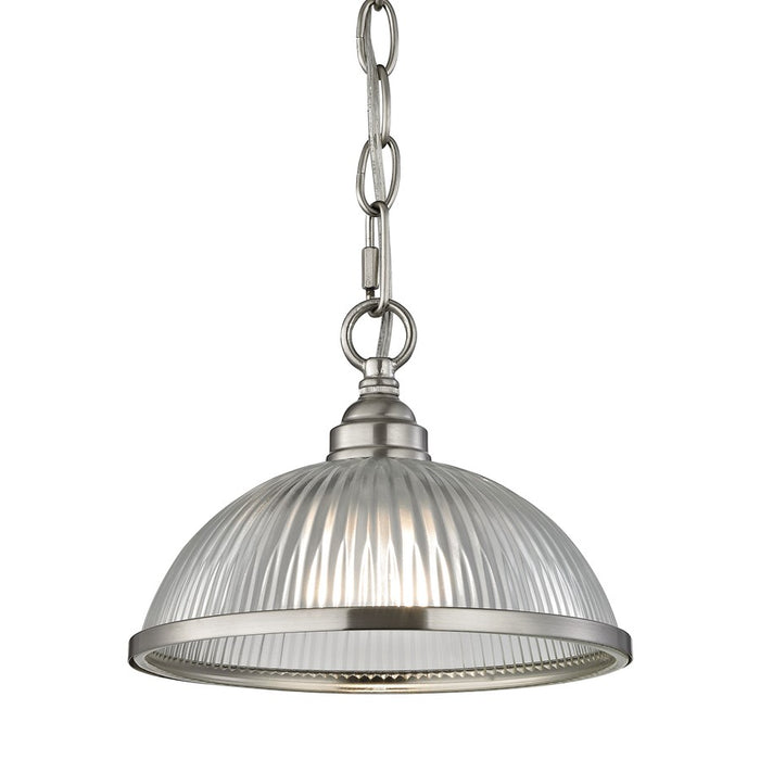 Atlas Lighting Liberty Park 9'' Wide 1Lt Mini Pendant, Nickel/Clear
