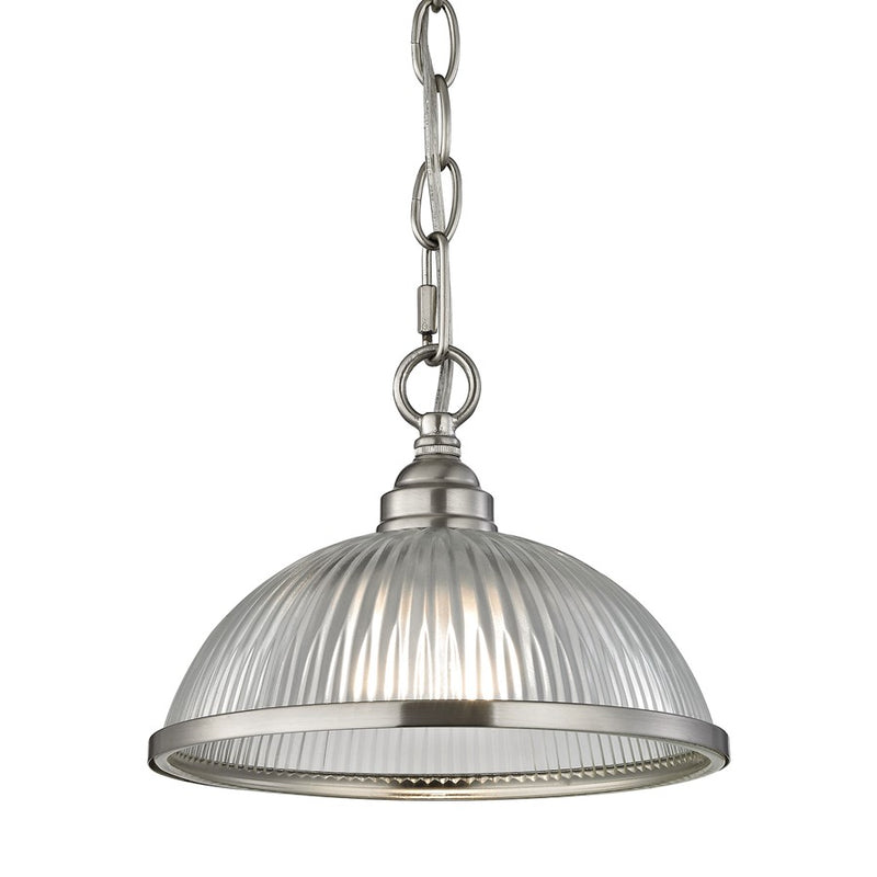 Atlas Lighting Liberty Park 9in 1-Light Mini Pendant | Traditional Brushed Nickel and Clear Glass | Kitchen Island & Dining Room | Model CL11621-NK