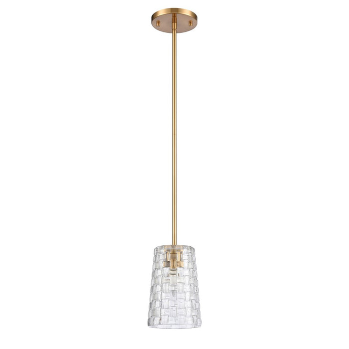Atlas Lighting Lightweave 5.5'' Wide 1Lt Mini Pendant, Brass/Clear