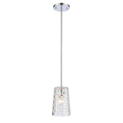 Atlas Lighting Lightweave 5.5'' Wide 1Lt Mini Pendant, Nickel/Clear