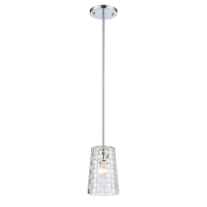 Atlas Lighting Lightweave 5.5'' Wide 1Lt Mini Pendant, Nickel/Clear