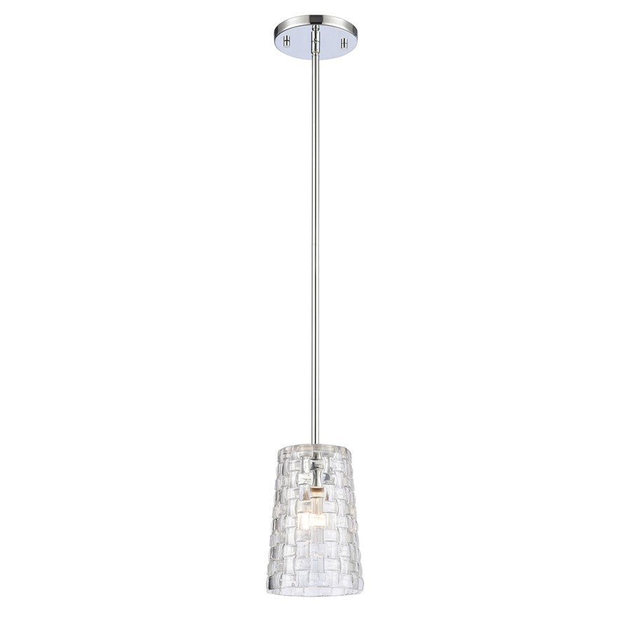 Atlas Lighting Lightweave 5.5'' Wide 1Lt Mini Pendant, Nickel/Clear