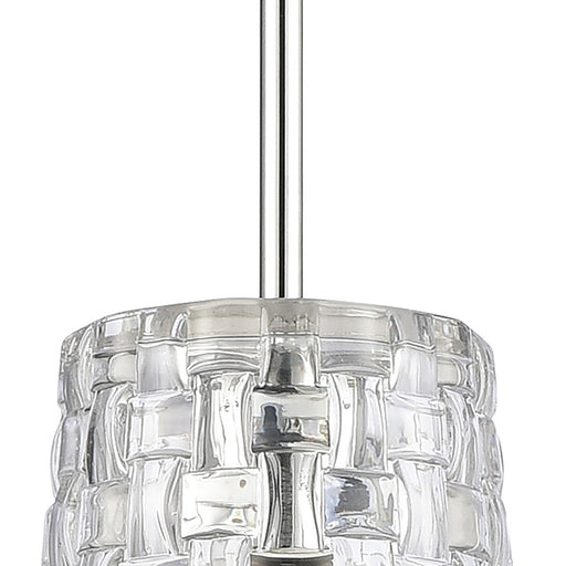 Atlas Lighting Lightweave 5.5'' Wide 1Lt Mini Pendant, Nickel/Clear