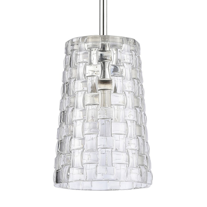 Atlas Lighting Lightweave 5.5'' Wide 1Lt Mini Pendant, Nickel/Clear