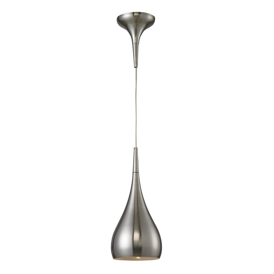 Atlas Lighting Lindsey 6'' Wide 1Lt Pendant, Satin Nickel/Clear