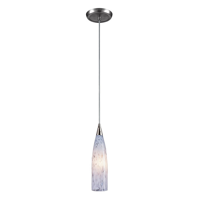 Atlas Lighting Lungo 3'' Wide 1Lt Pendant, Nickel/Snow White Glass