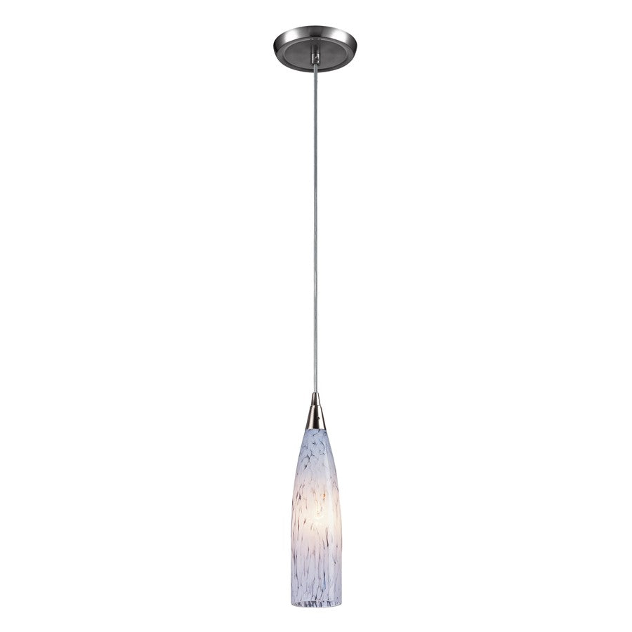 Atlas Lighting Lungo 3'' Wide 1Lt Pendant, Nickel/Snow White Glass