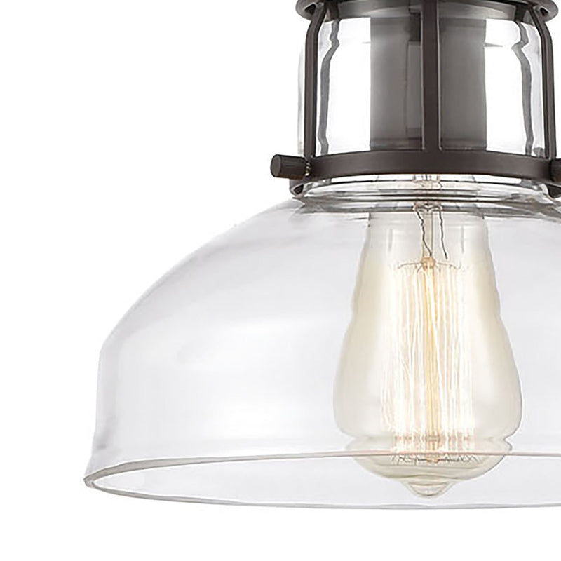 Atlas Lighting Manhattan Boutique 9in 1-Light Mini Pendant | Transitional Oil Rubbed Bronze and Clear Glass | Kitchen Island | Model CL11627-BZ
