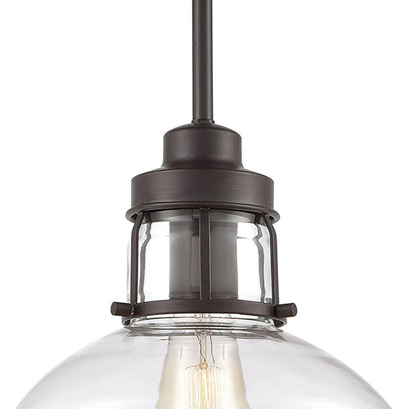 Atlas Lighting Manhattan Boutique 9in 1-Light Mini Pendant | Transitional Oil Rubbed Bronze and Clear Glass | Kitchen Island | Model CL11627-BZ