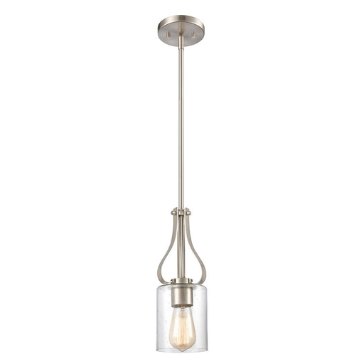 Atlas Lighting Market Square 5''W 1Lt Mini Pendant, Nickel/Clear