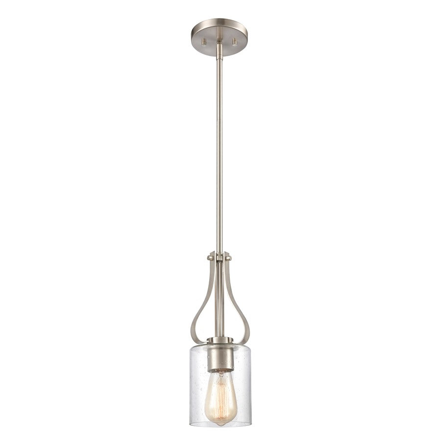 Atlas Lighting Market Square 5''W 1Lt Mini Pendant, Nickel/Clear