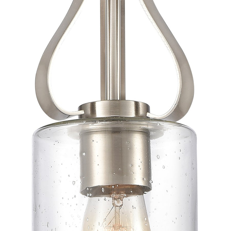Atlas Lighting Market Square 5in 1-Light Mini Pendant | Transitional Brushed Nickel and Seeded Glass | Kitchen Island & Dining | Model CL11628-NK