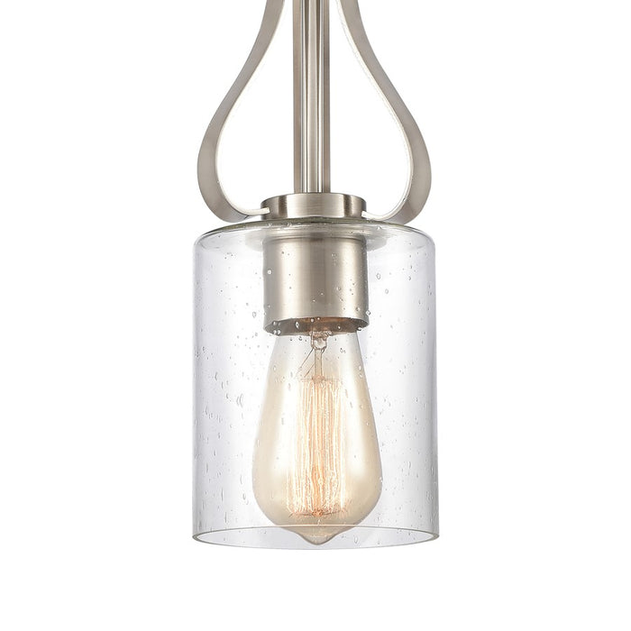 Atlas Lighting Market Square 5''W 1Lt Mini Pendant, Nickel/Clear
