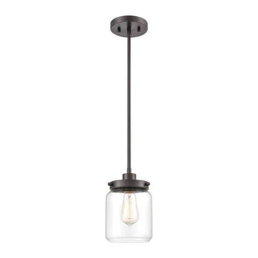 Atlas Lighting Mason 6'' Wide 1Lt Mini Pendant, Bronze/Clear