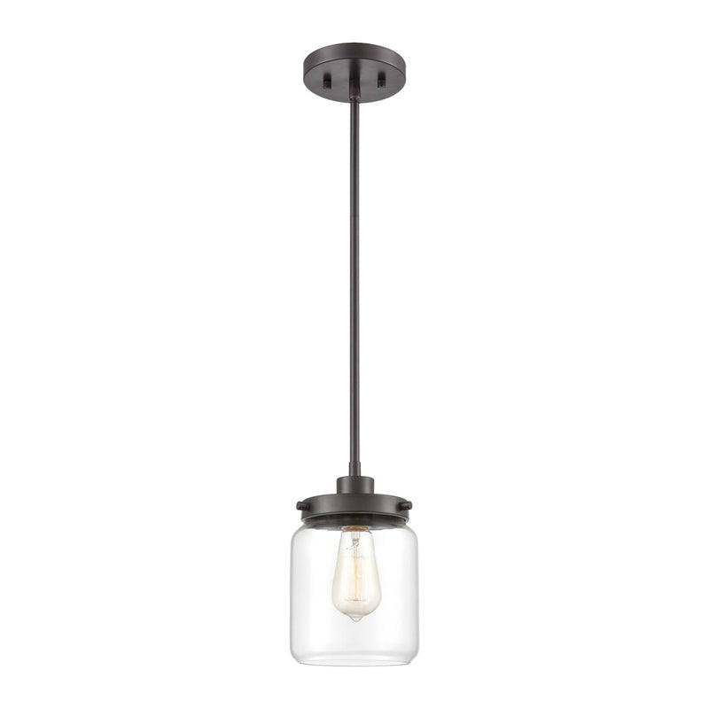 Atlas Lighting Mason 6in 1-Light Mini Pendant | Transitional Oil Rubbed Bronze and Clear Glass | Kitchen Island & Dining Room | Model CL11629-BZ