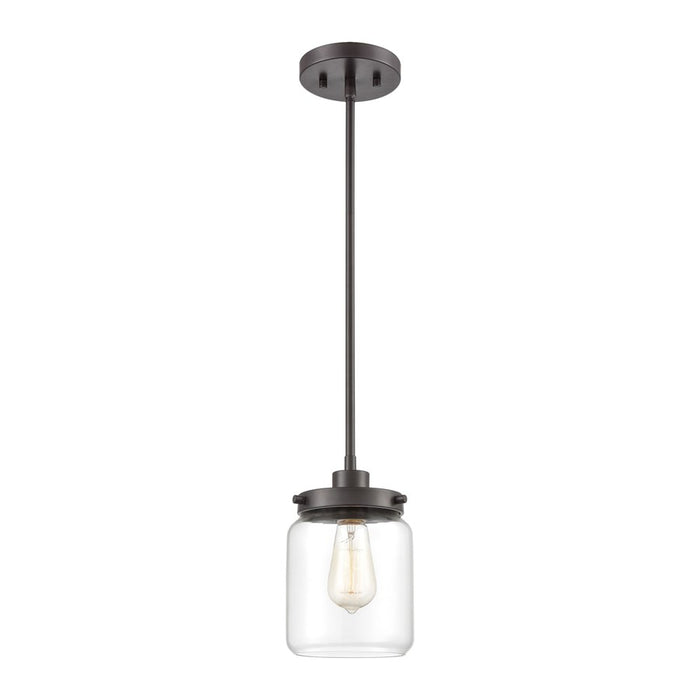 Atlas Lighting Mason 6'' Wide 1Lt Mini Pendant, Bronze/Clear