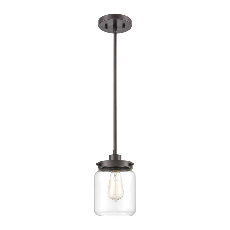 Atlas Lighting Mason 6'' Wide 1Lt Mini Pendant, Bronze/Clear