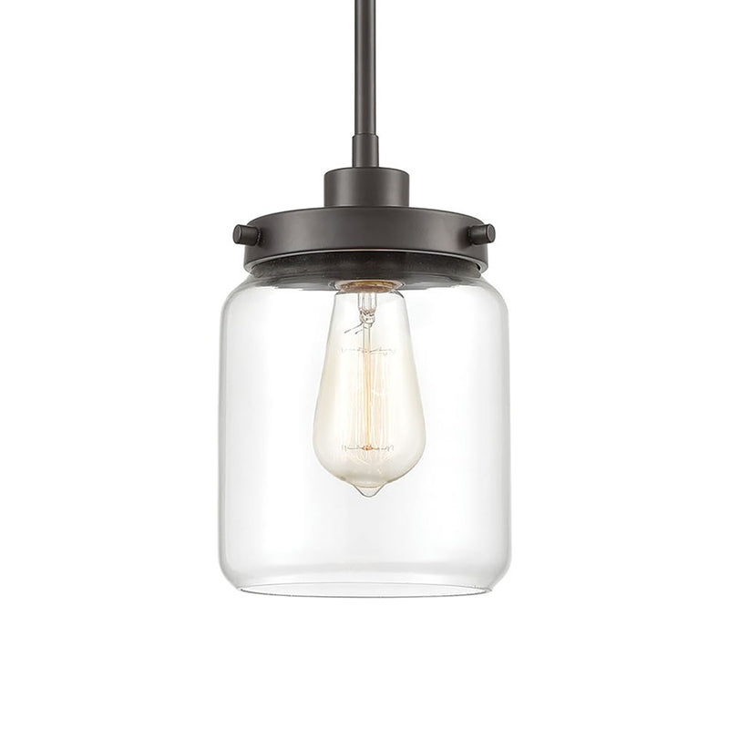 Atlas Lighting Mason 6in 1-Light Mini Pendant | Transitional Oil Rubbed Bronze and Clear Glass | Kitchen Island & Dining Room | Model CL11629-BZ