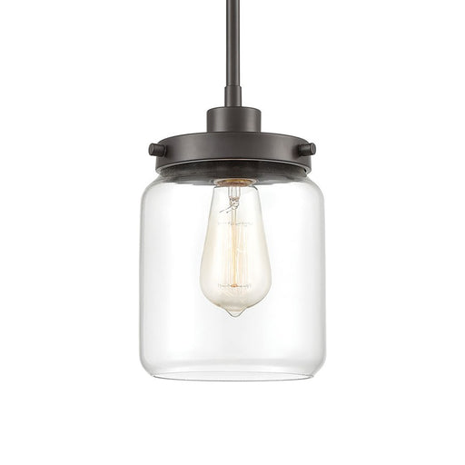 Atlas Lighting Mason 6'' Wide 1Lt Mini Pendant, Bronze/Clear