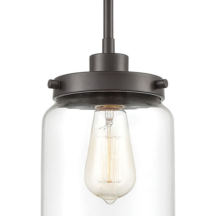 Atlas Lighting Mason 6'' Wide 1Lt Mini Pendant, Bronze/Clear
