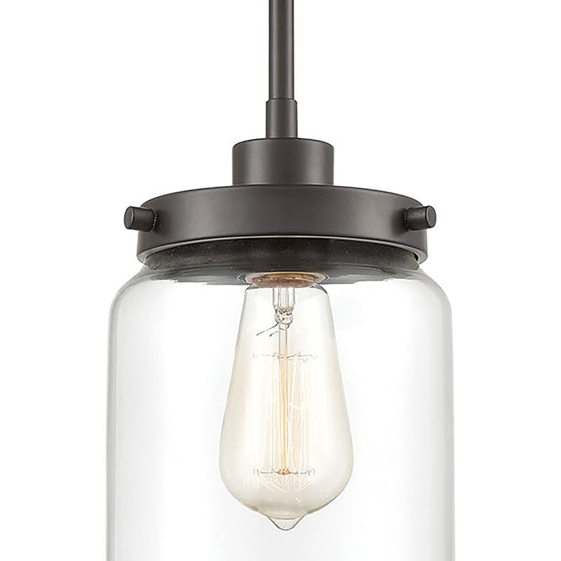 Atlas Lighting Mason 6in 1-Light Mini Pendant | Transitional Oil Rubbed Bronze and Clear Glass | Kitchen Island & Dining Room | Model CL11629-BZ