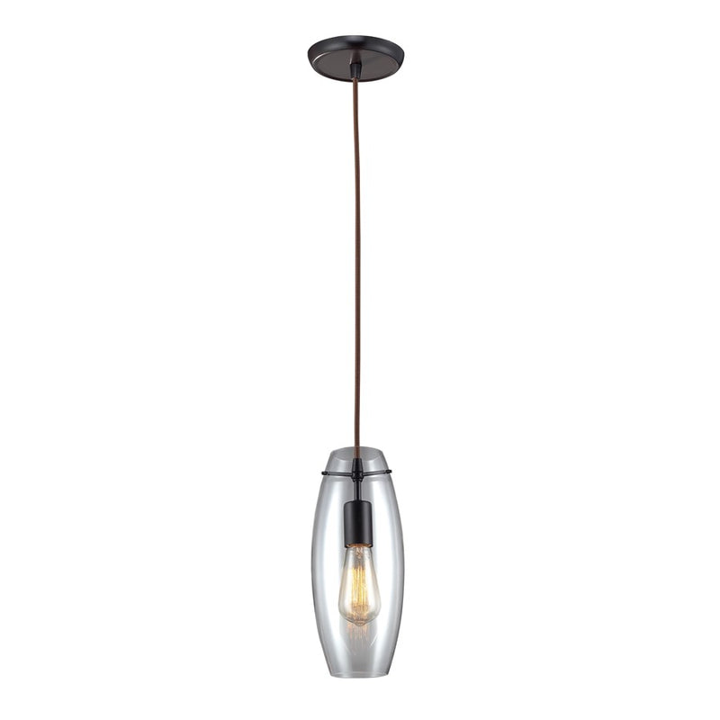 Atlas Lighting Menlow Park 5in 1-Light Mini Pendant | Transitional Oil Rubbed Bronze and Clear Glass | Kitchen Island & Dining | Model CL11630-BZ