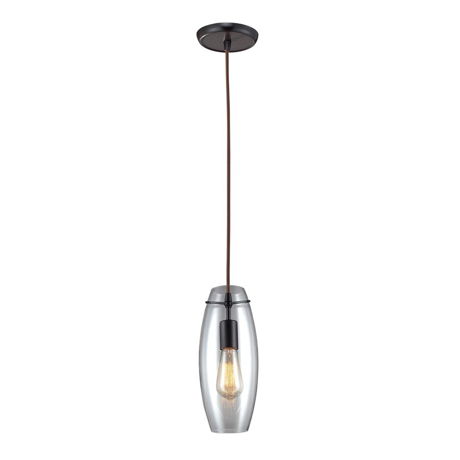 Atlas Lighting Menlow Park 5'' Wide 1Lt Mini Pendant, Bronze/Clear