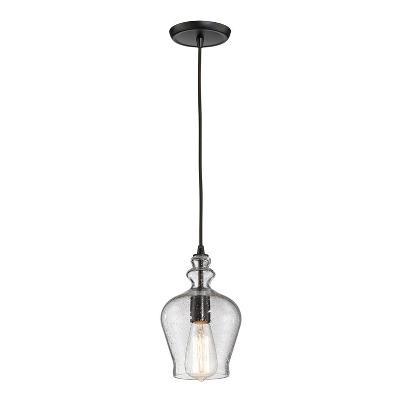 Atlas Lighting Menlow Park 6in 1-Light Mini Pendant | Transitional Oil Rubbed Bronze and Seeded Glass | Kitchen Island & Dining | Model CL11633-BZ